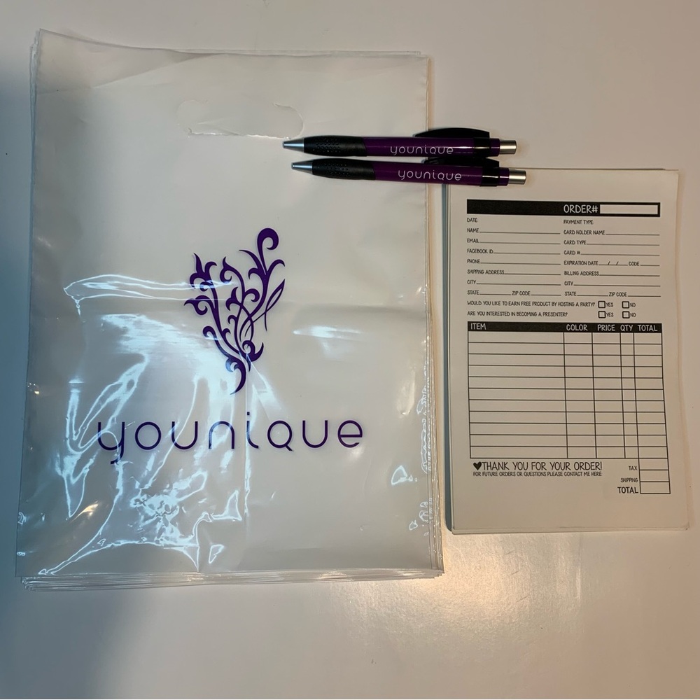 Younique Business Supplies Bundle, order forms, pens, bags-events, party supply